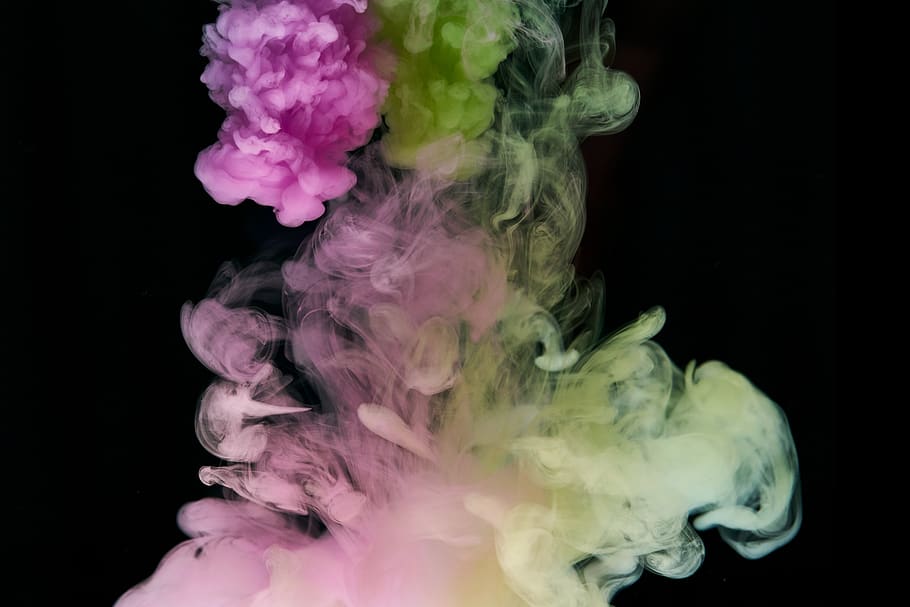 ink, water, pink, green, liquid, color, paint, abstract, watercolor, art