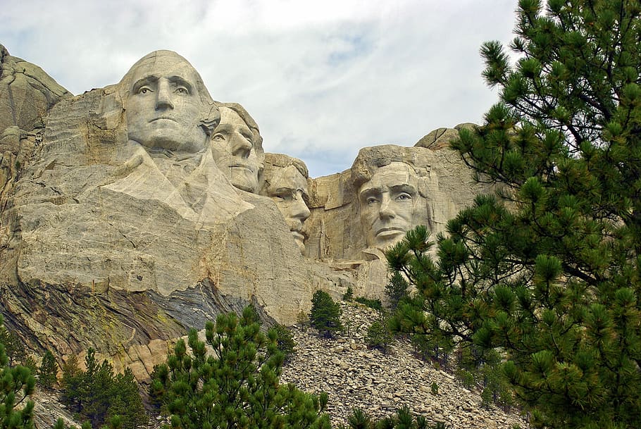 iconic faces on rushmore, rushmore, lincoln, washington, usa, monument, memorial, sculpture, landmark, president