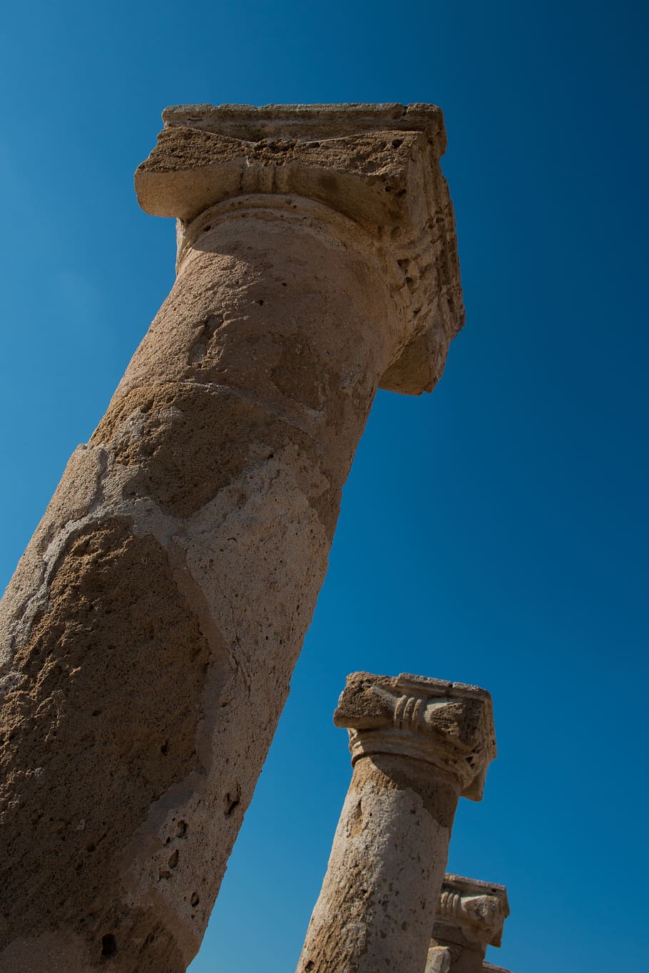 romano, pilar, histórico, história, velho, estrutura, arquitetura, suporte, pólos, céu azul