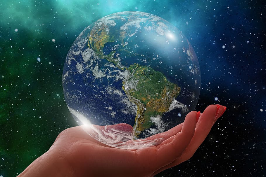 globo, tierra, América, Estados Unidos, América del Sur, mundo, mano, mantener, presentación, universo