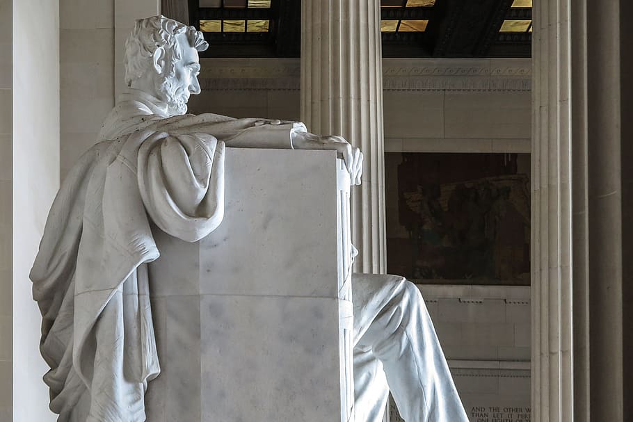 Lincoln, visto, lateral, sentado, Lincoln Memorial, nacional, centro comercial, Washington DC, DC, Abraham Lincoln