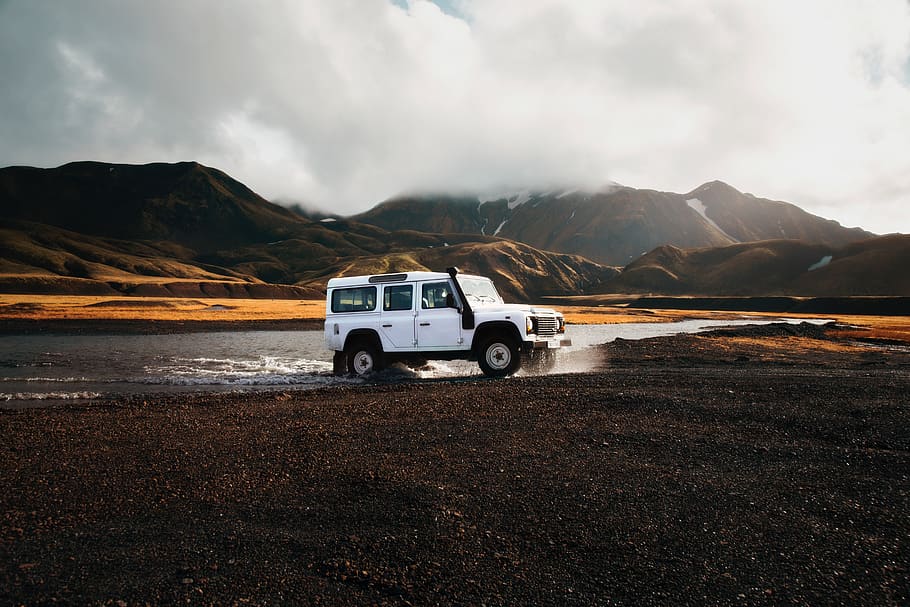 land rover, iceland, four wheel drive, truck, car, vehicle, automobile, cruise, off-road, river