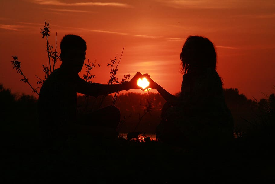 couple, love, romance, feeling, girl, boy, human, activity, silhouette, sunset