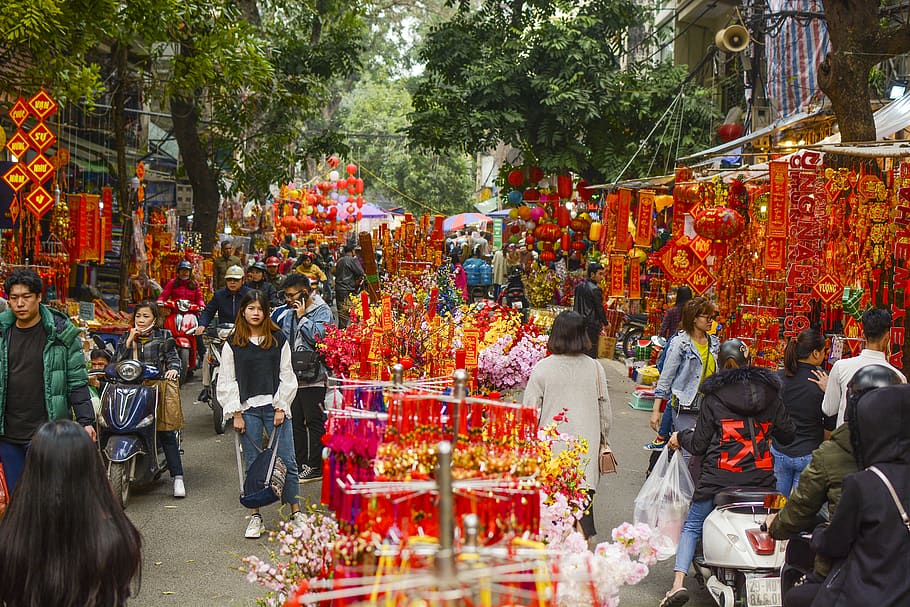 lunar new year, red, normal life, street, order code, decoration, the ...
