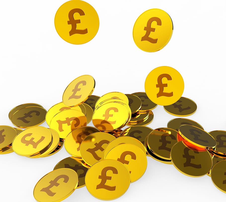 monedas de libra, indicando, libras esterlinas, ingresos, libra esterlina, efectivo, costo, moneda, finanzas, financiero