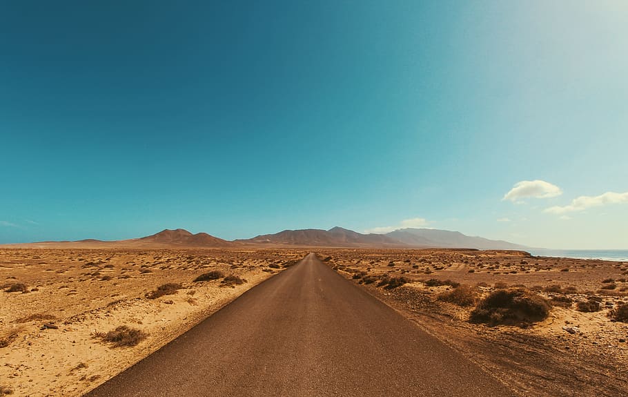 desert, road, blue sky, desserted, quiet, sand, sand dune, track, sky, landscape