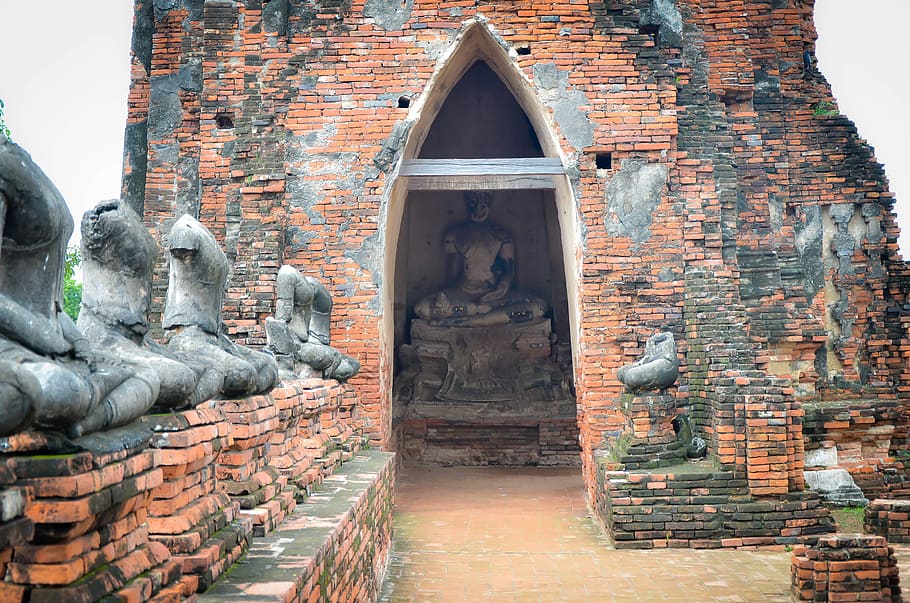 templo de alvenaria, estátuas de buda, budismo, buda, estátua, religião, ásia, asiático, budista, cultura