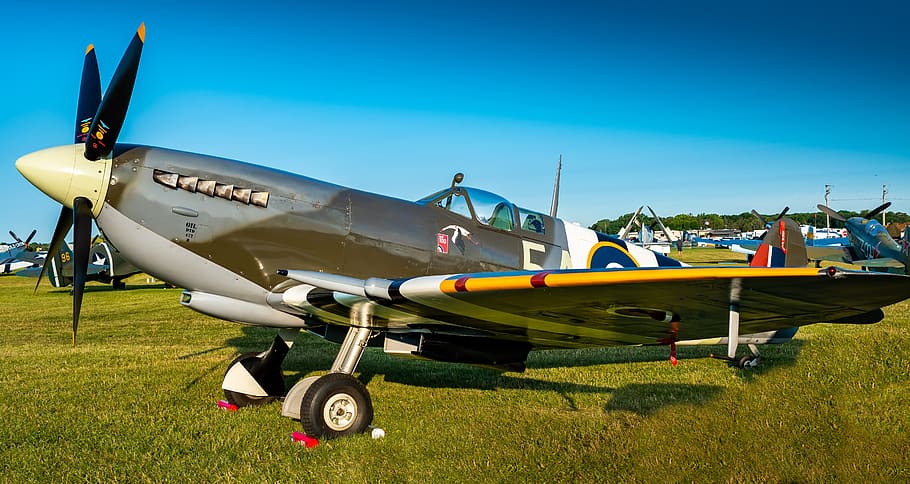 spitfire, fighter, vintage, ww2, military, aircraft, plane, aviation, classic, wings