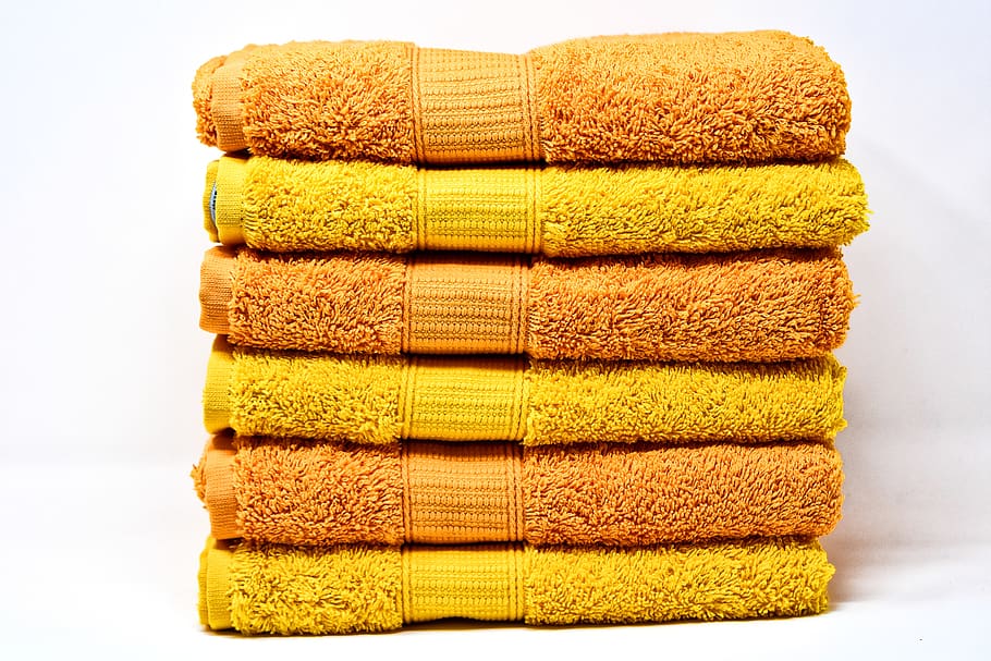 toalhas, amarelo, laranja, colorido, estrutura, cor, macio, tecido, plano de fundo, fofinho