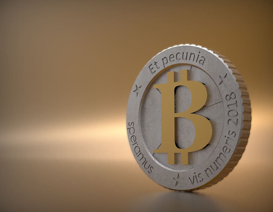 bitcoin, number, metallic, metal, shiny, iron, silver, gold, close up, block chain