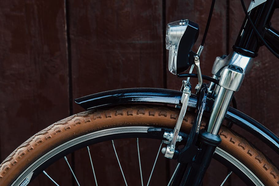 bicycles, black, brown, gray, planks, wood, transportation, bicycle, wheel, mode of transportation