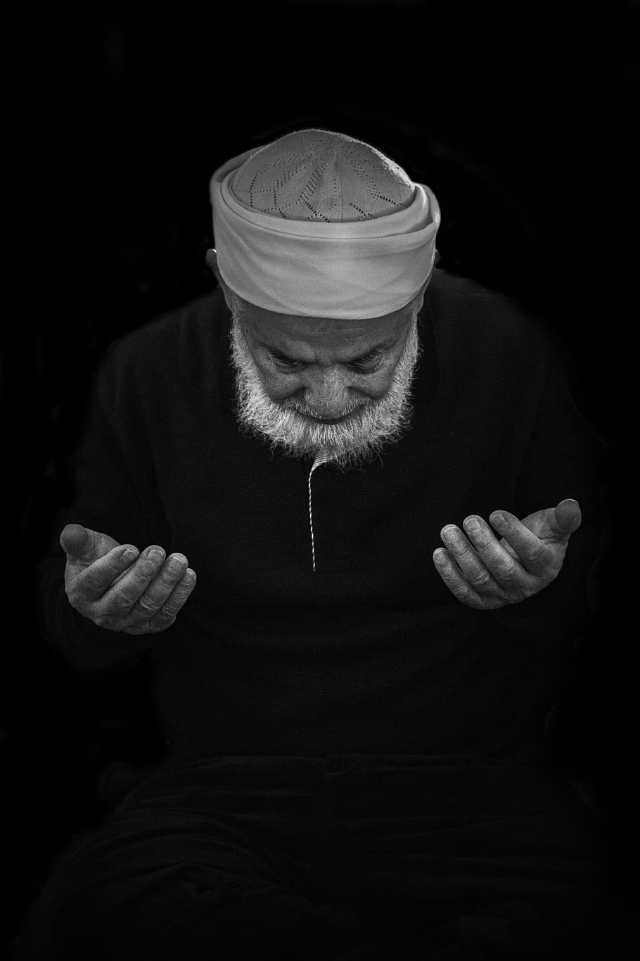 oração, islão, islâmico, lâmpada de óleo, religioso, tio, velho, esquema, turbante, uma pessoa