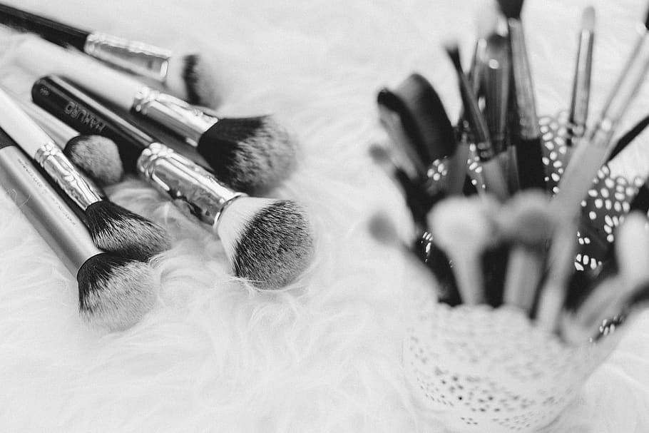 makeup, brush, things, kit, beauty, cosmetics, blur, make-up brush, indoors, make-up