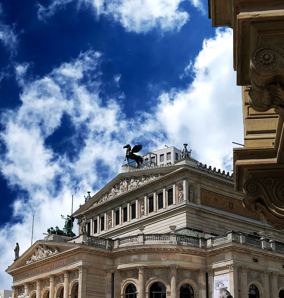 frankfurt, old opera, building, architecture, opera house, downtown, concert hall, monument, places of interest, facade