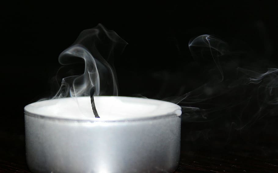 hand, candle, wax, burning, hold, fire, black background, smoke - physical structure, studio shot, food and drink