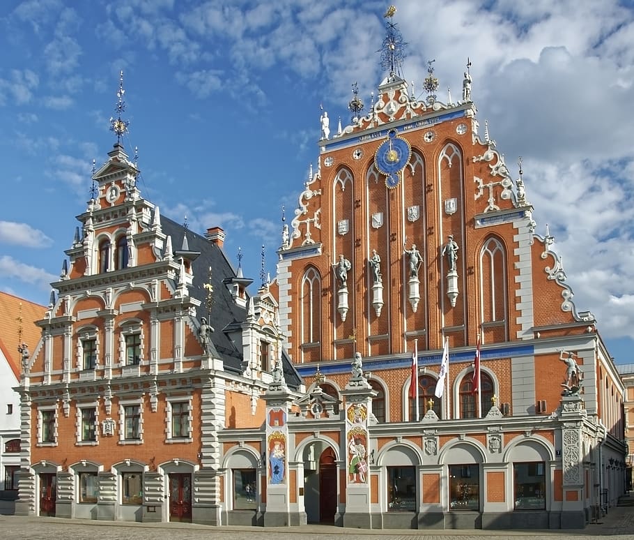 latvia, riga, house of the blackheads, historic center, architecture, facades, houses, historically, baltic states, building exterior