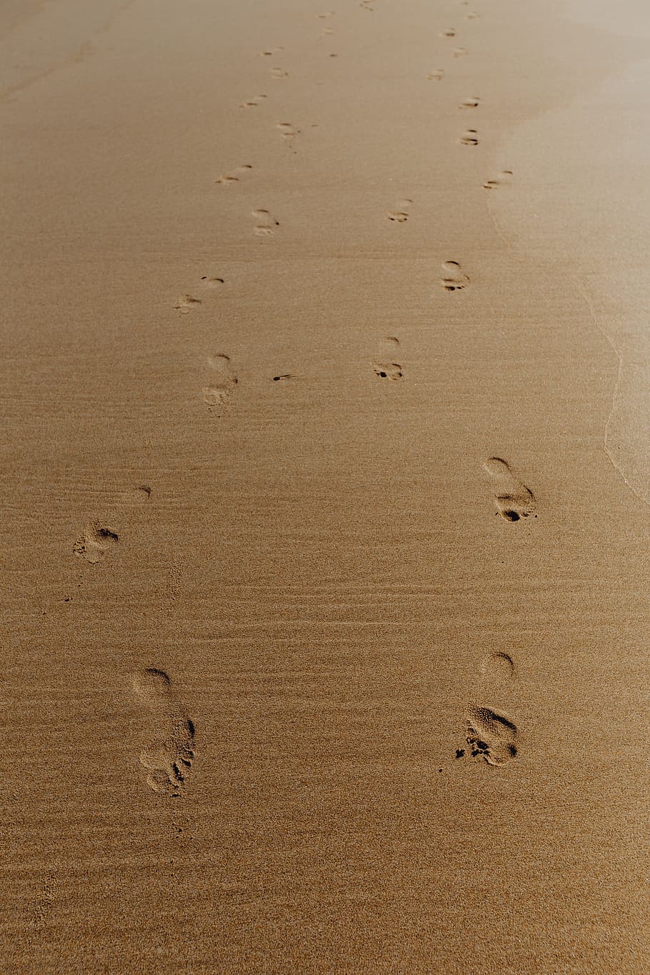 footprints, sandy, beach, portugal, foot, ocean, sand, sea, shore, summer