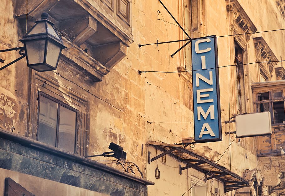 cinema, sign, typography, retro, vintage, building, architecture, advertising, banner, city
