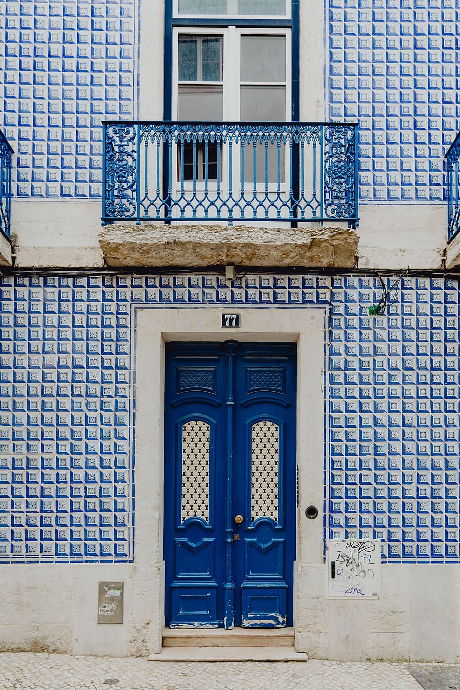 warna-warni, kayu, pintu, penglihatan, khas, rumah portugis, lisbon, portugal, arsitektur, kota