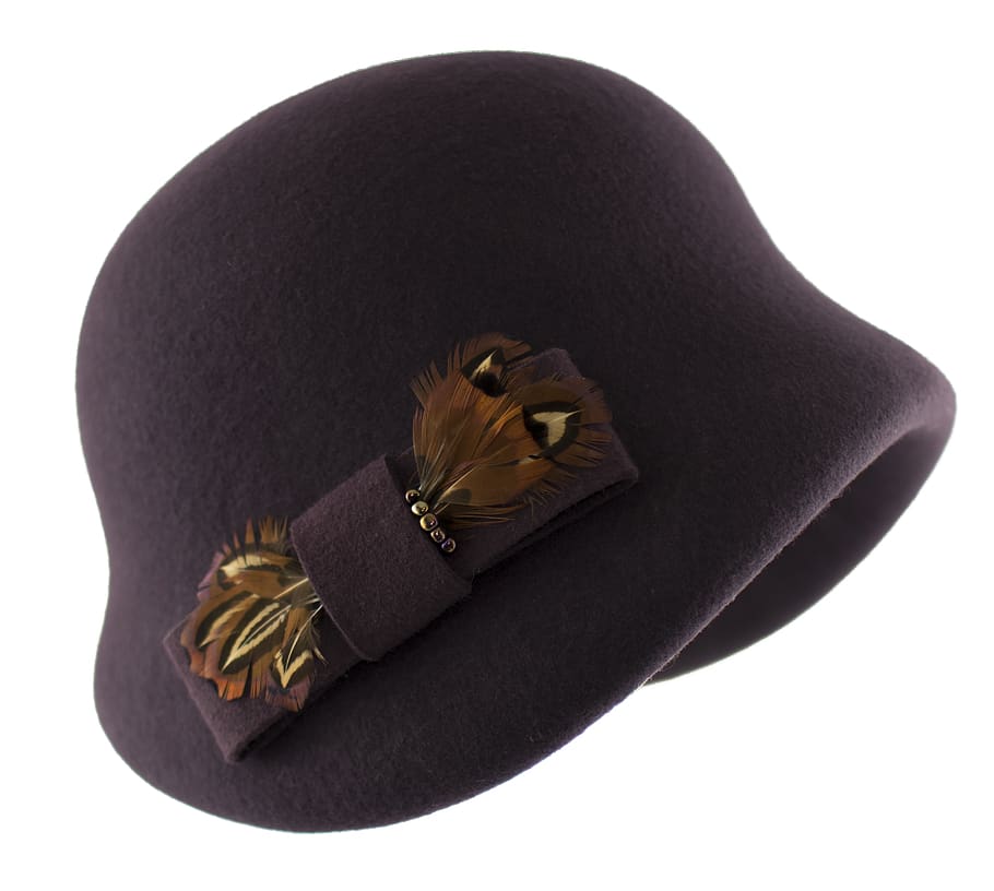 hat womens, hat filcowy, hat retro, hat vintage, handmade, a feather, pen, woman, event, hat