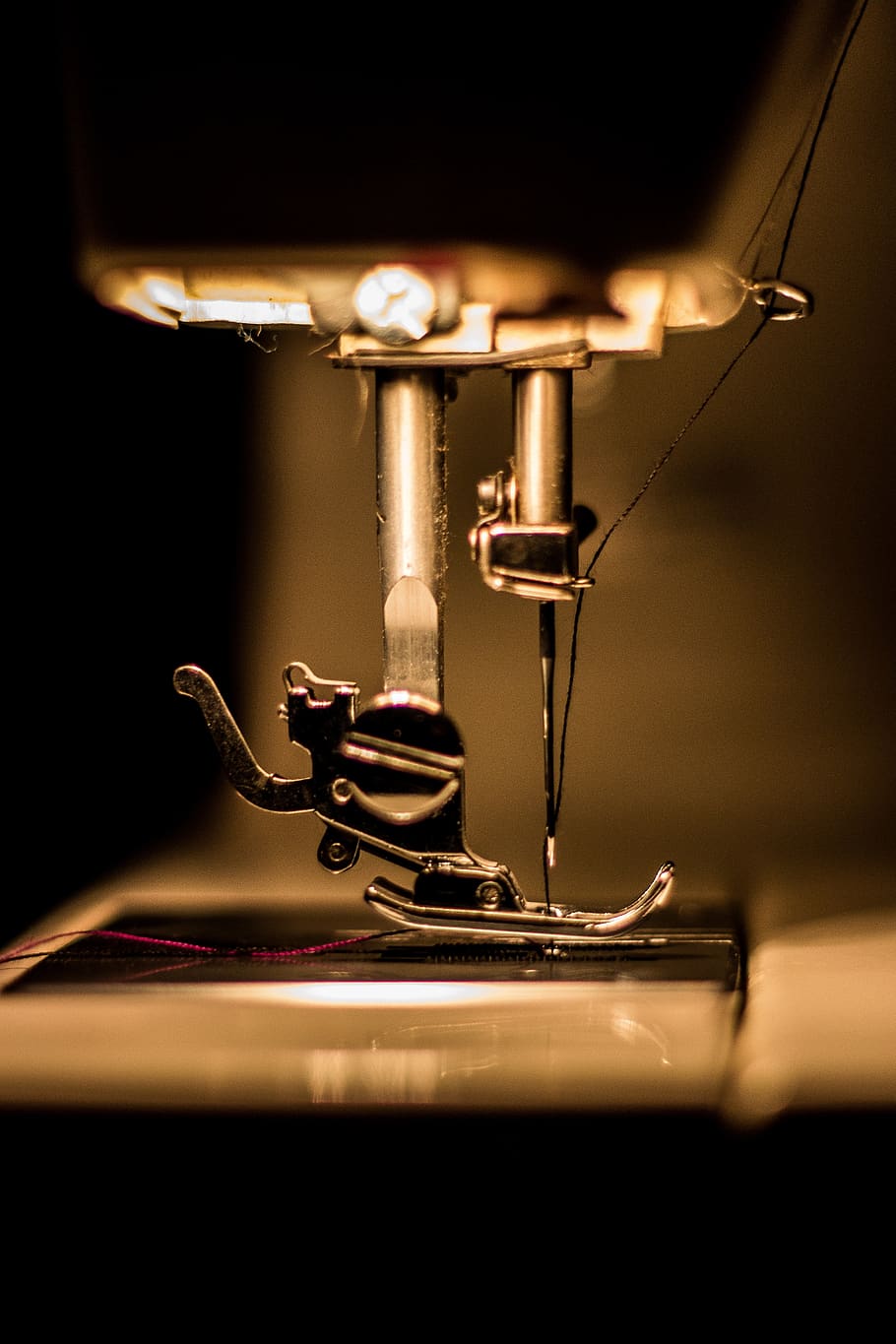 máquina de costura, ferramenta, costurar, tecido, padrão, preto, bordado, branco, funileiro, couro