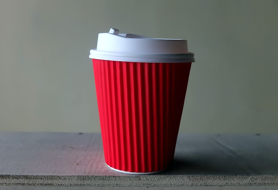 paper, coffee, cup, hot, drink, 12oz, plastic, lid, white, cover