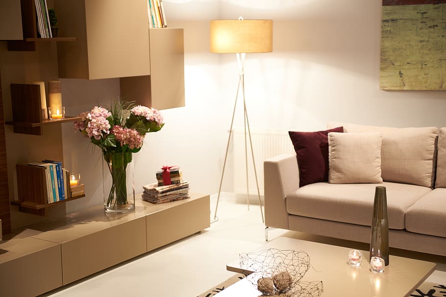 home, furniture, armchair, lamp, light, room, inner, decor, modern, table