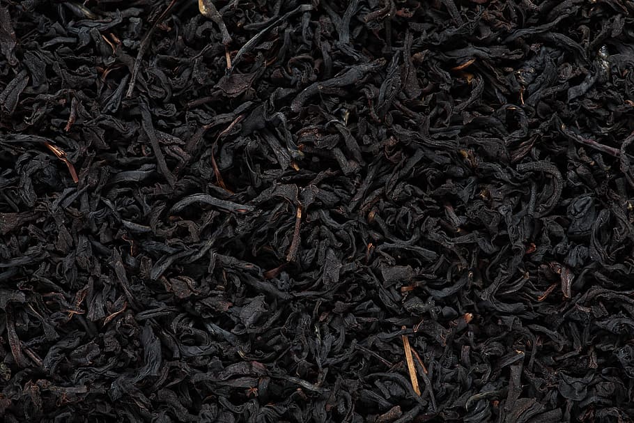 teh hitam, hitam, teh, bingkai penuh, latar belakang, tidak ada orang, close-up, warna hitam, kelimpahan, tampilan sudut tinggi