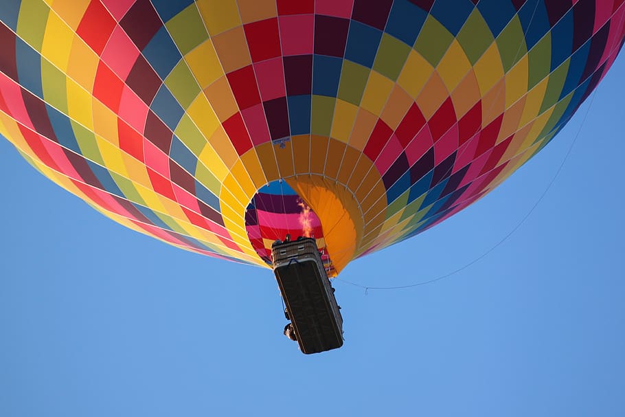 Balon, balon udara panas, langit, warna, terbang, biru, multi-warna, transportasi, kendaraan udara, penerbangan