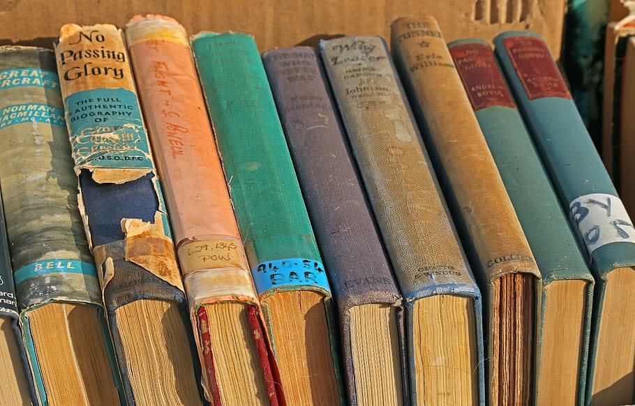 second hand book sale, books, sale, old, used, aged, collection, literature, damaged, recycled