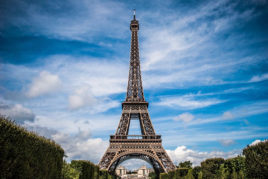 eiffel tower, france, travel, paris, tower, architecture, sky, travel destinations, cloud - sky, built structure