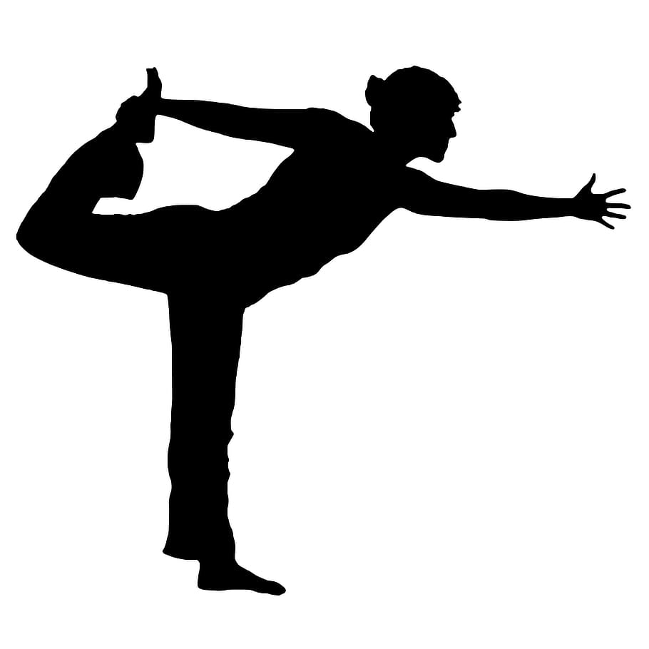 saudável, silhueta de treino de ioga, silhueta., silhueta, pilates, aptidão, dança, exercício, balé, mulher