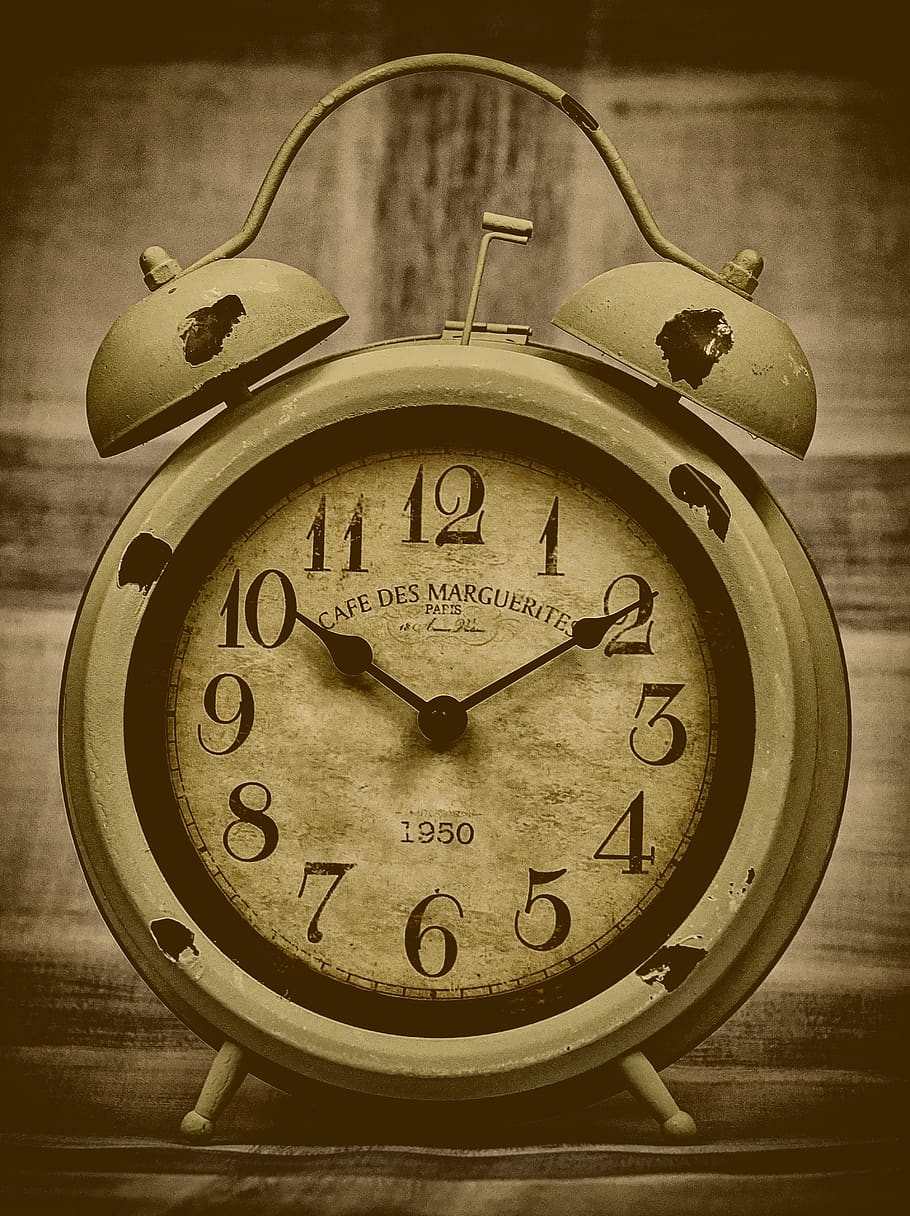 relógio, velho, tempo de, tempo, mostrador do relógio, ponteiro, indicação de tempo, discar, despertador, número