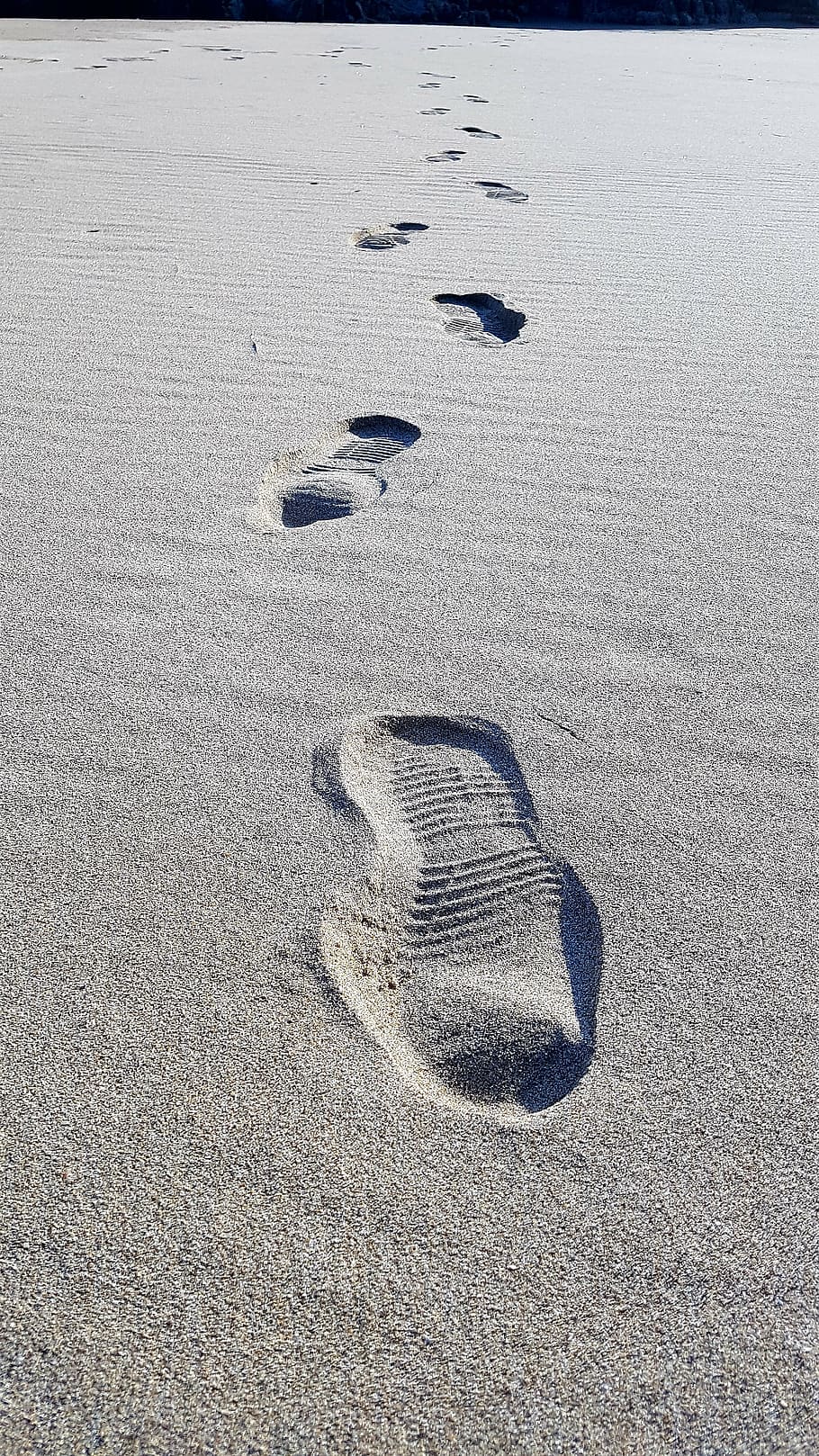 beach, footprint, sand, following in the footsteps, trail, break, coastal, nature, sea, land