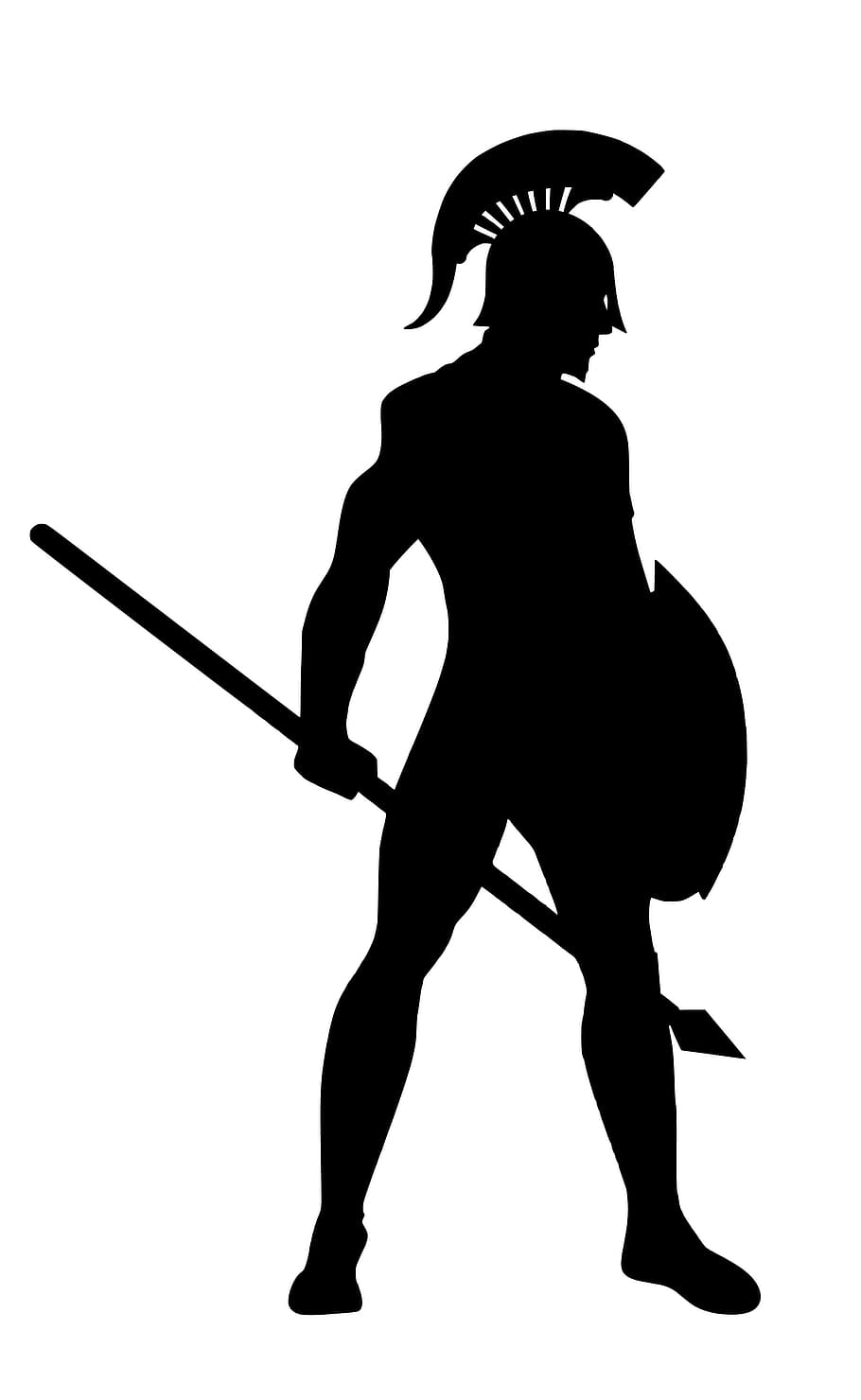 illustration, spartan, silhouette., silhouette, army, roman, soldier, shield, hero, helmet