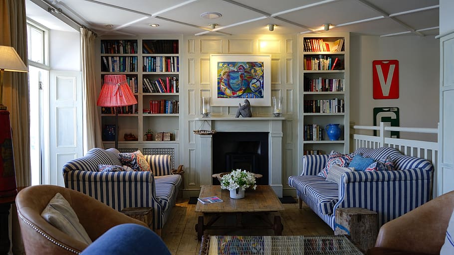 house, home, residence, interior, living, room, sofa, couches, chairs, bookshelves