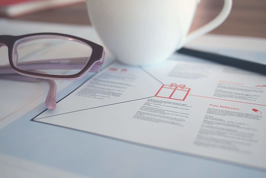 office, business, marketing, eyeglasses, cup, coffee, finance, paper, glasses, document