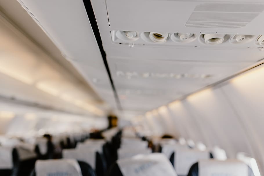 interior, avião de passageiros, viagem, assento, avião, voo, cabine, transporte, voar, aeronave