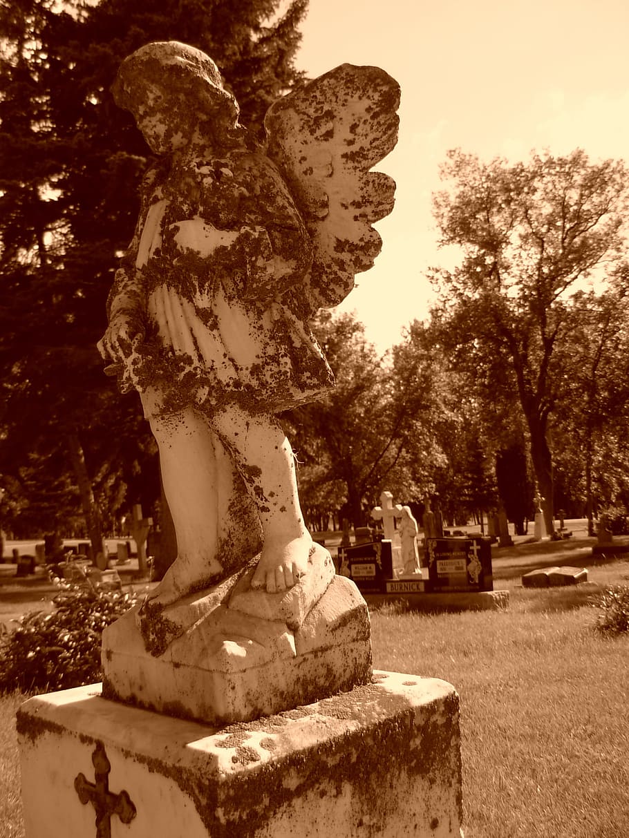 graveyard, grave, angel, cemetery, headstone, stone, tombstone, old, tomb, death