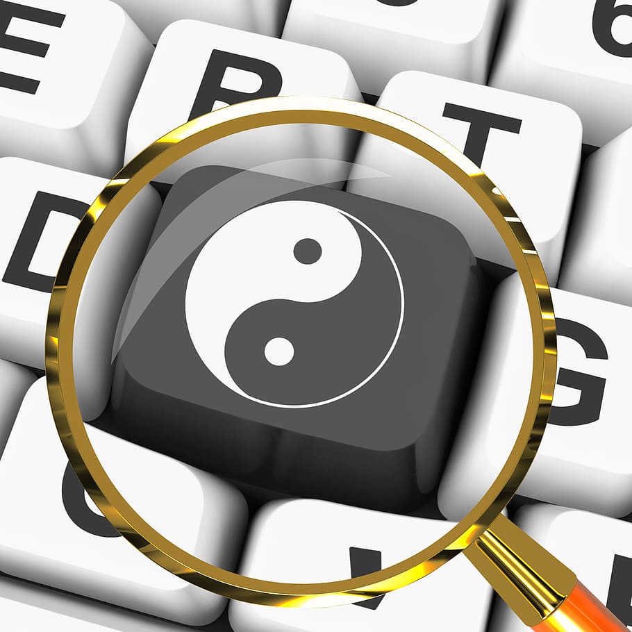 ying yang, key, magnified, meaning, spiritual, peace harmony, Buddhism, Tao, Taoism, Zen