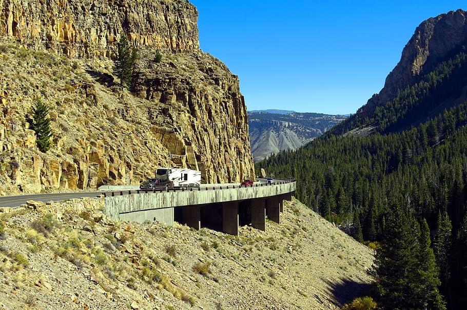 yellowstone's golden gate canyon, yellowstone, national, park, wyoming, golden, gate, canyon, landscape, highway