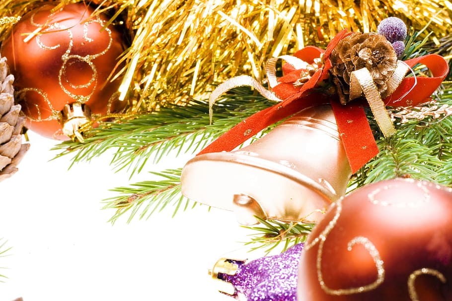 perayaan, natal, pohon natal, konifer, termasuk jenis pohon jarum, dekorasi, cemara, bingkai, hadiah, emas