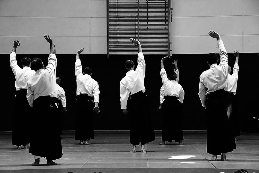 aikido, self-defense, training, real people, group of people, women, clothing, men, full length, people