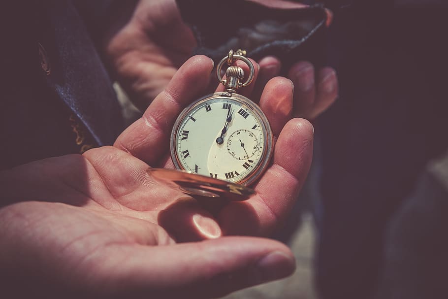 vintage, pcket watch, waktu, tangan, pria, teknologi, jam tangan, tua, antik, tangan manusia