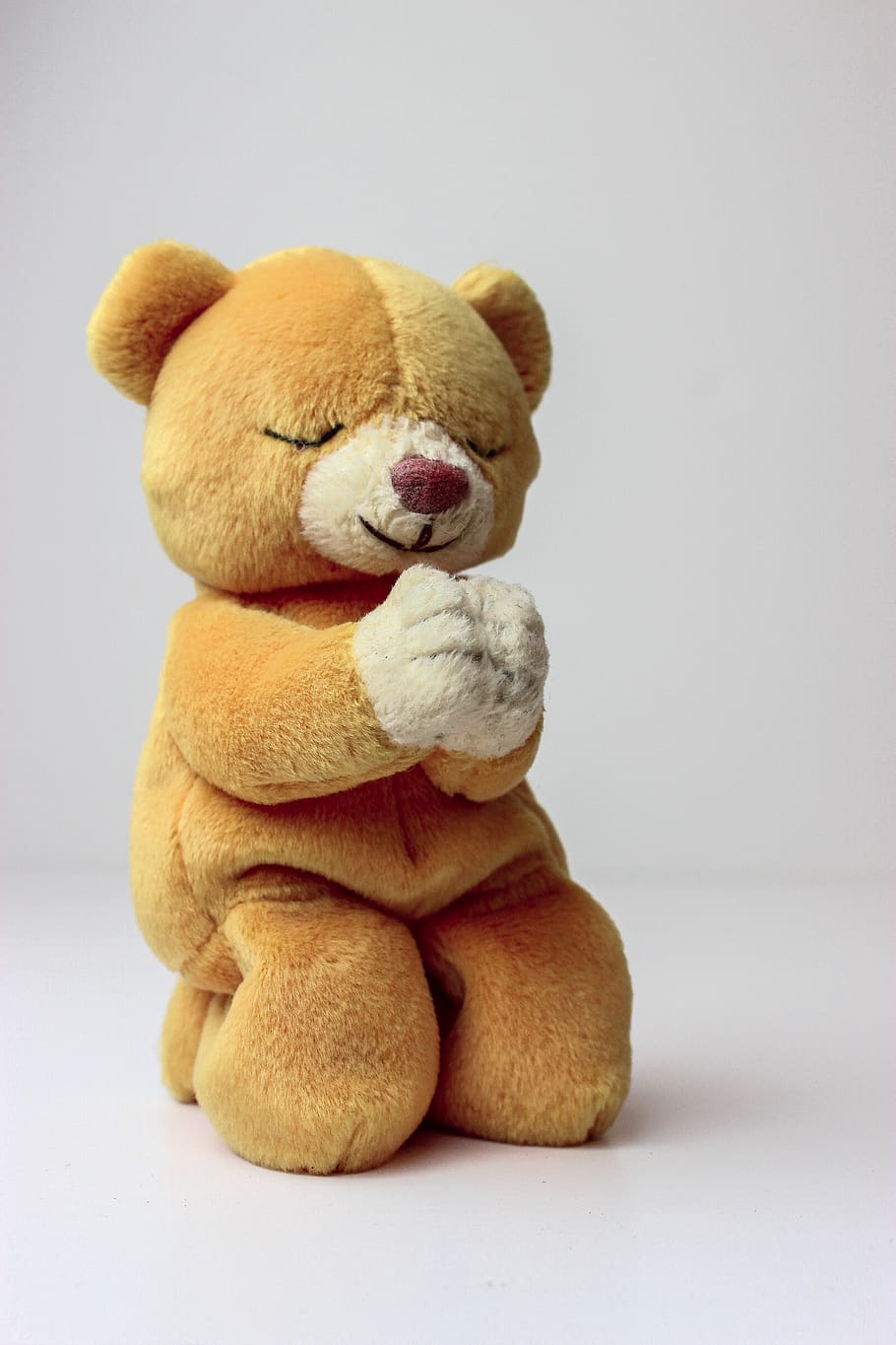 teddy bear, beanie baby, pray, praying, teddy, sweet, cute, bear, brown, soft toy