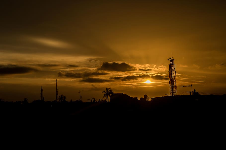 sunset, cloud, sunrise, cloudy, silhouette, sky, built structure, cloud - sky, orange color, architecture