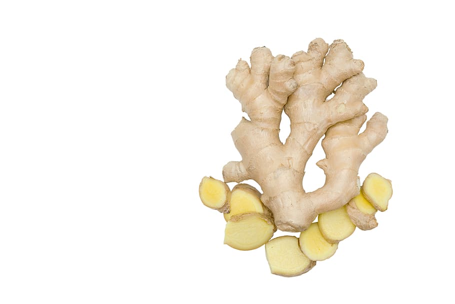 fresh, ginger, isolated, food, ingredient, root, healthy, spice, white, raw