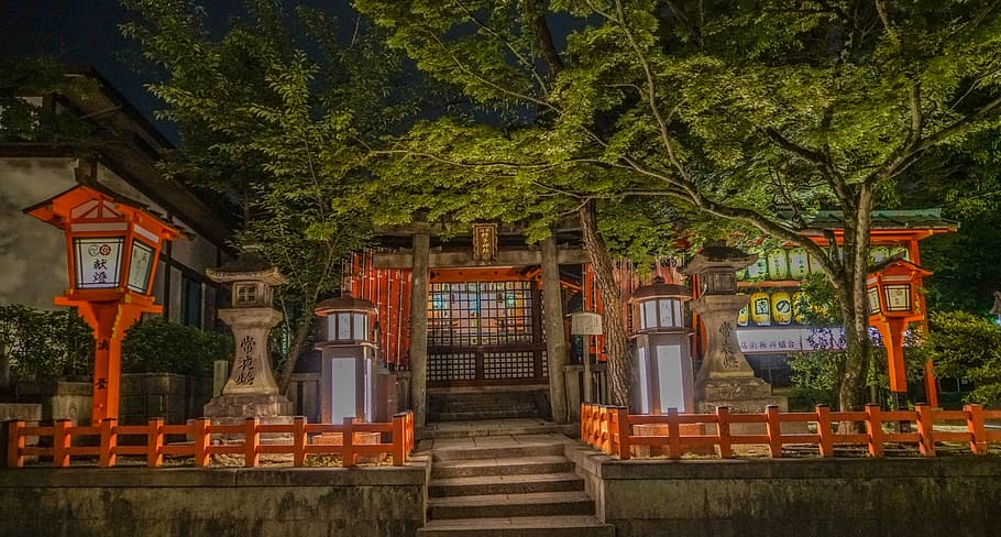 kyoto, jepang, gion, kuil, malam, arsitektur, perjalanan, pariwisata, terkenal, budaya