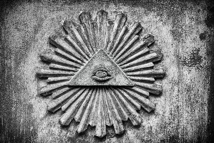 simbol, mata, iluminati, perkumpulan rahasia, misterius, segitiga, close up, teori konspirasi, aneh, seni dan kerajinan