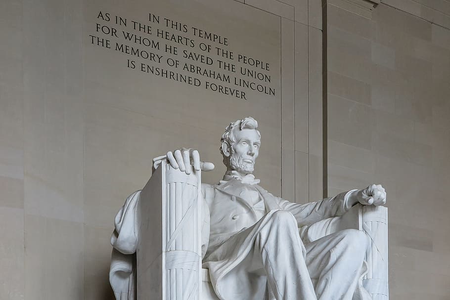 Nacional, centro comercial, Washington DC, Abraham Lincoln, tallado, citar, América, americano, tocino, capital